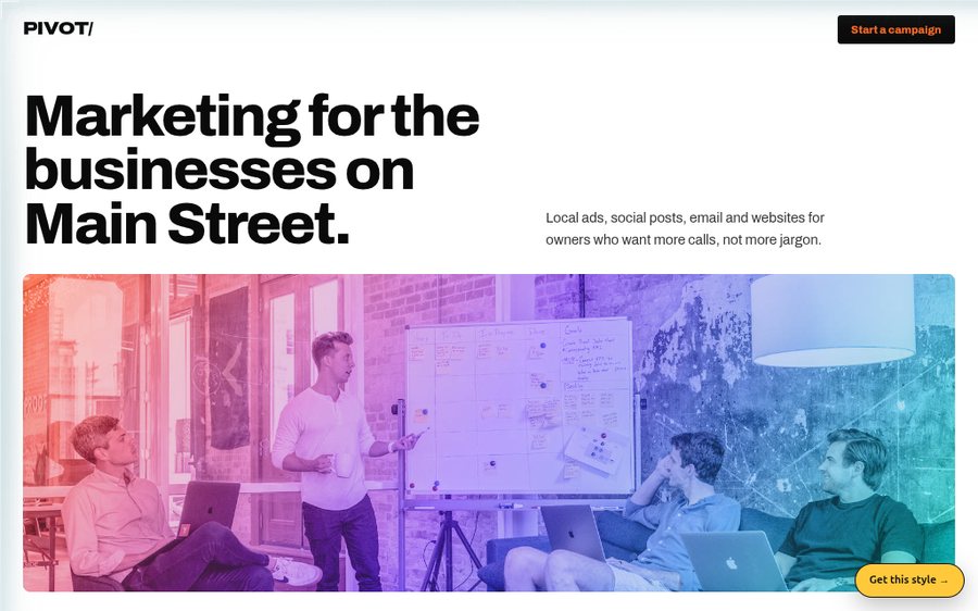 Pivot Marketing Co. sample website