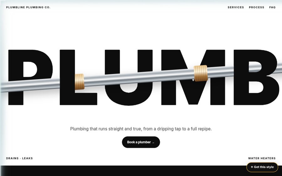 Sample plumbing website by Cheap Cheap Websites