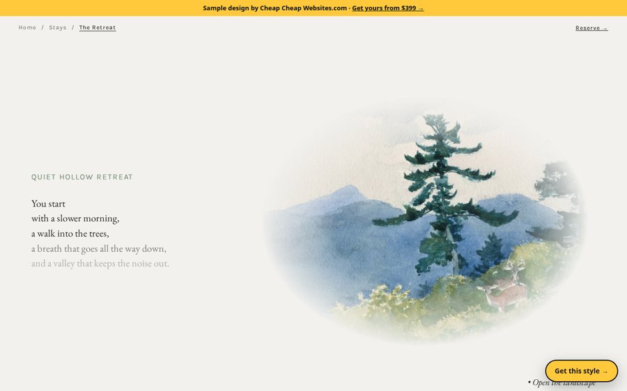 Quiet Hollow Retreat sample website