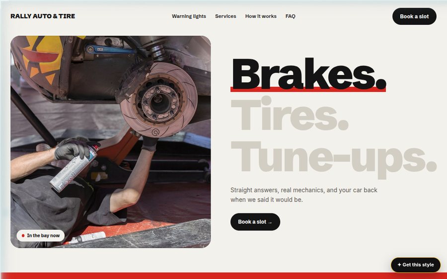Rally Auto & Tire sample website