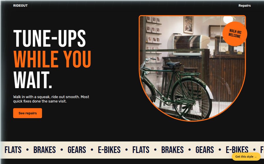 Rideout Bike Shop sample website
