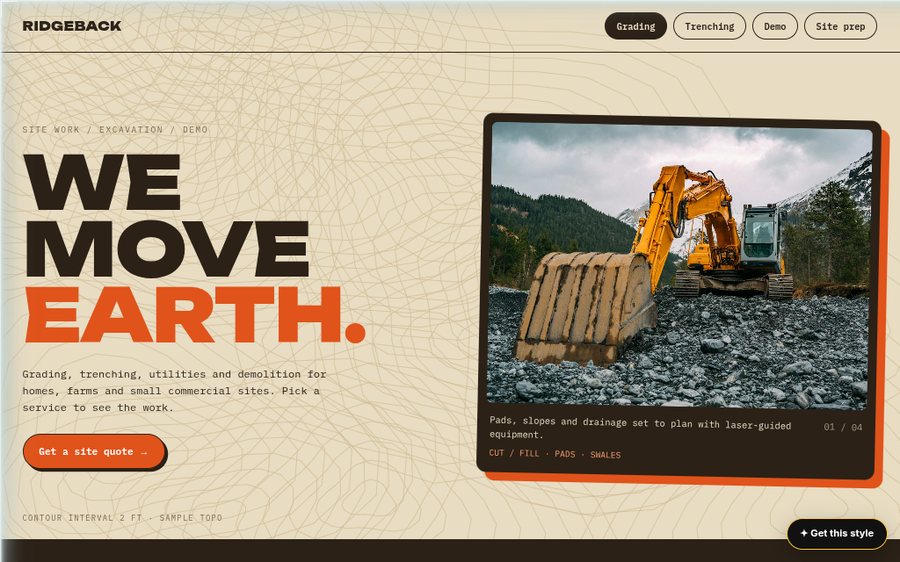 Ridgeback Excavation sample website