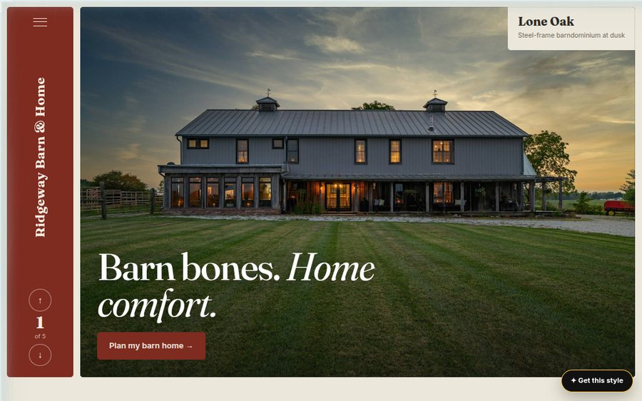 Ridgeway Barn & Home sample website