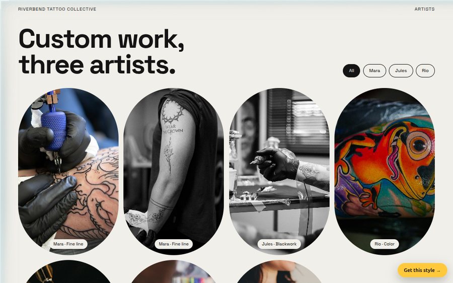 Riverbend Tattoo Collective sample website