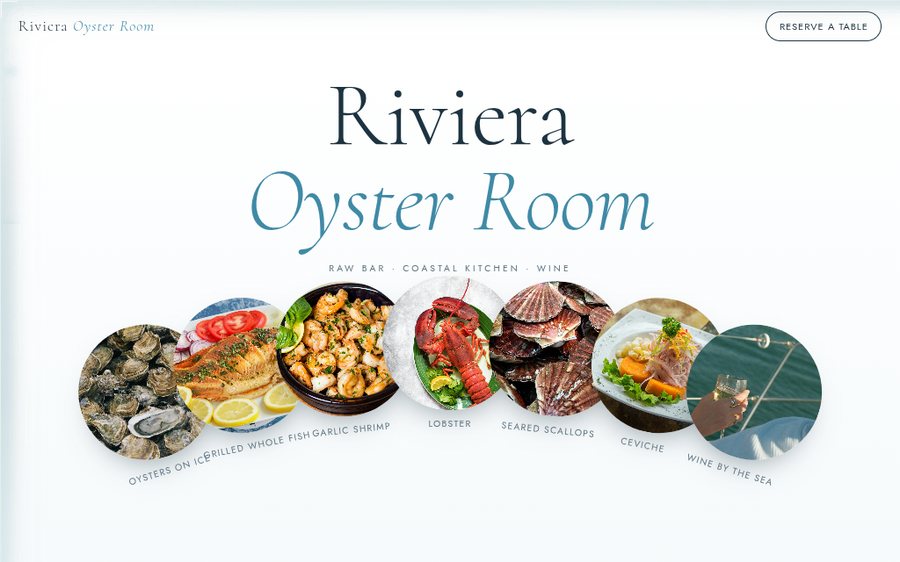 Riviera Oyster Room sample website