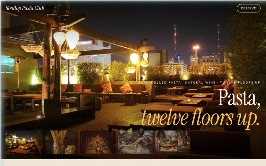 Rooftop Pasta Club sample website