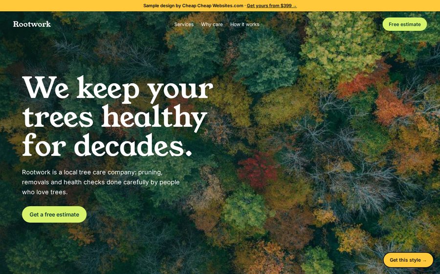 Rootwork Tree Care sample website