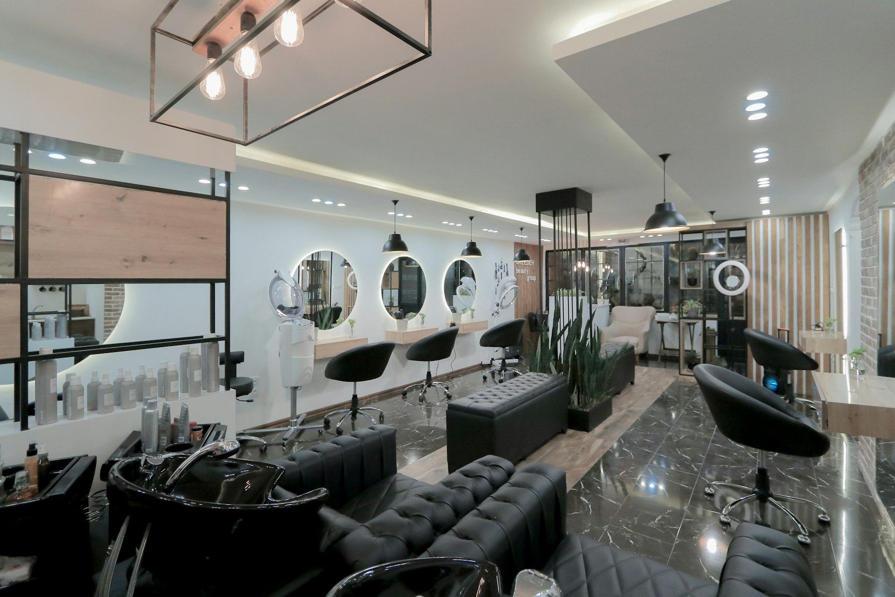 A room filled with furniture and a large window