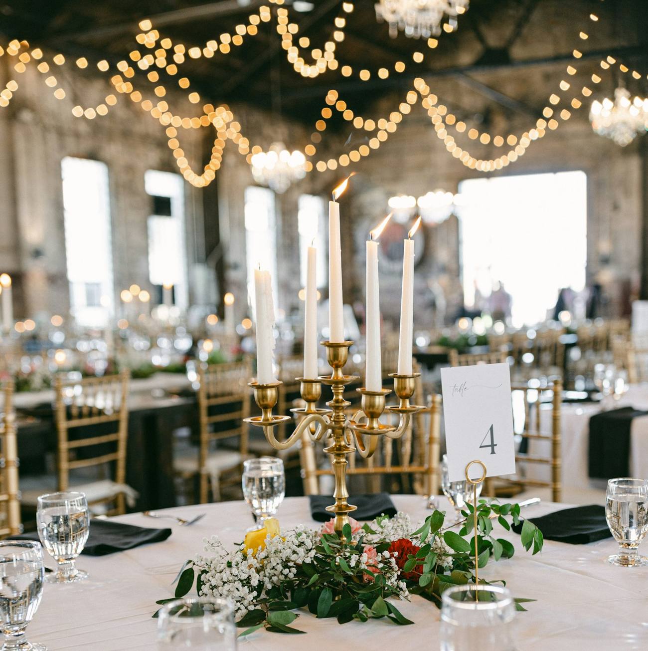Reception tables with candles