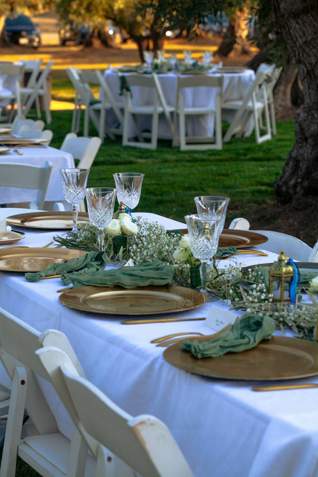 Outdoor table with greenery