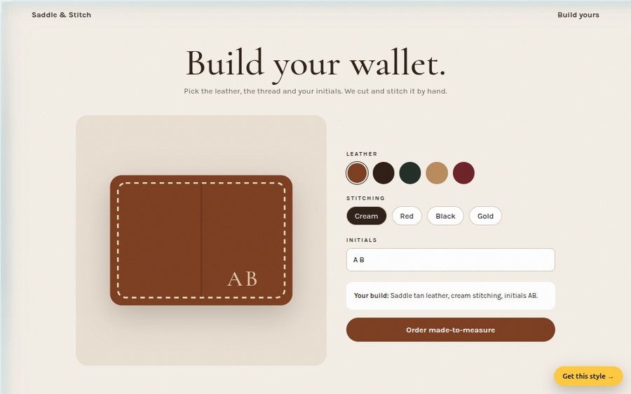 Saddle & Stitch Leather Co. sample website
