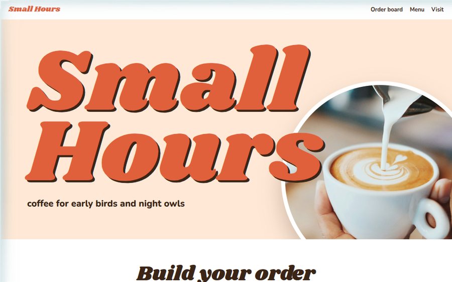 Small Hours Coffee sample website