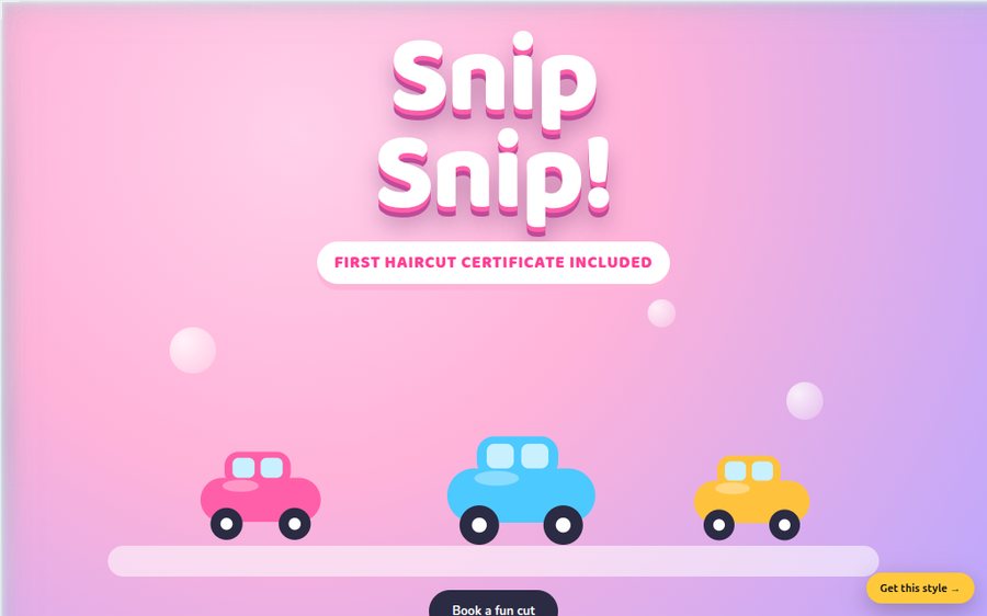 Snip Snip Kids Cuts sample website