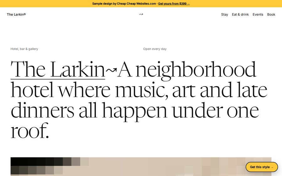 The Larkin Hotel sample website