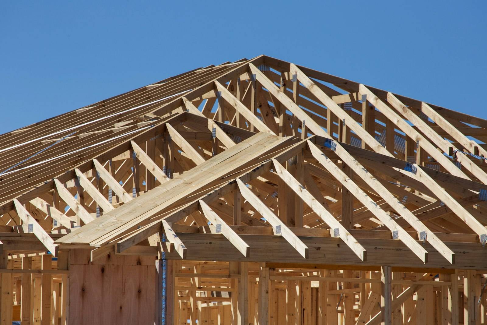 Roof trusses on a new house