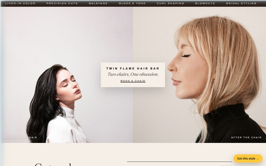 Twin Flame Hair Bar sample website