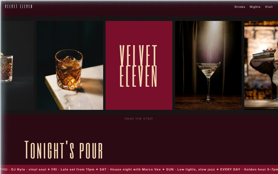 Velvet Eleven Lounge sample website